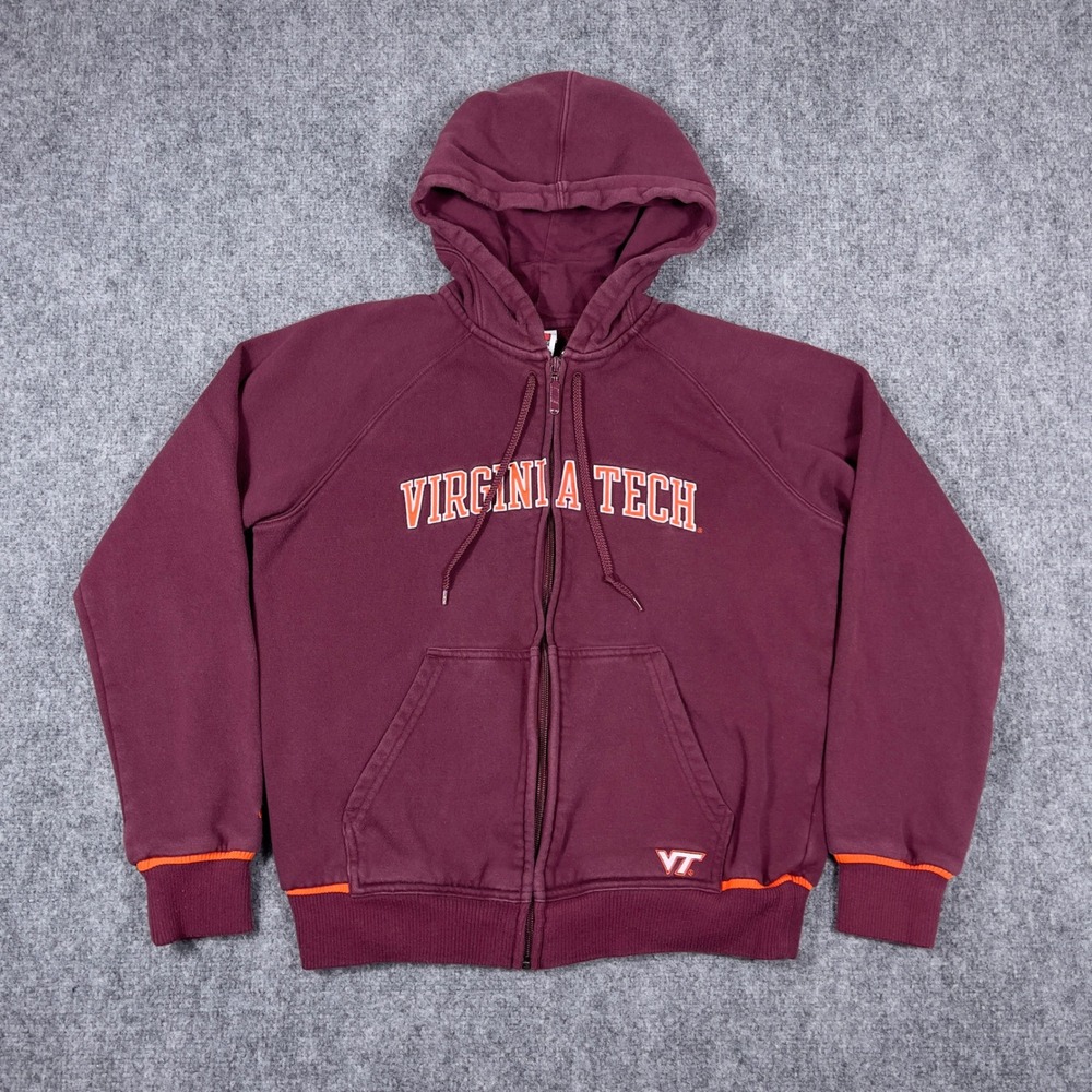 Y2K Nike Virginia Tech Full Zip Hoodie Youth M Maroon Hokies Embroidered Logo